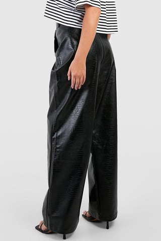 Pantaloni wide legs a vita alta - Nero