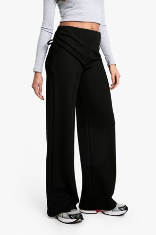 Pantaloni wide legs a vita alta - Nero