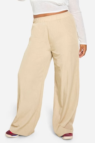 Pantaloni wide legs a vita alta - Beige