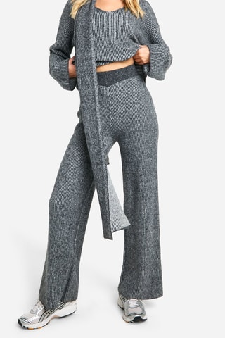 Pantaloni wide legs - Grigio melange