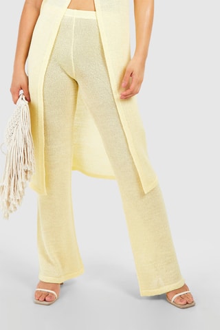 Pantaloni wide legs a vita alta - Giallo