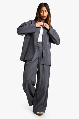 Pantaloni wide legs a vita alta - Antracite