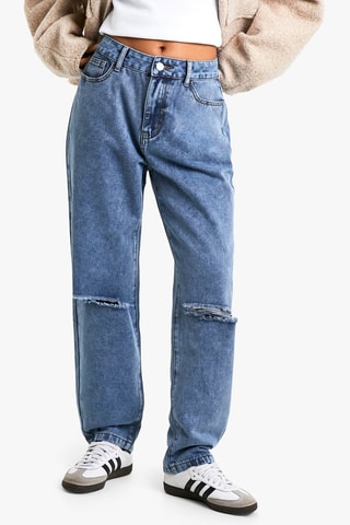 Jeans mom a vita alta - Blu