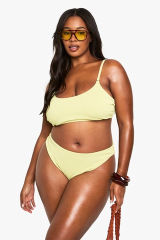 Slip bikini a vita alta - Verde oliva