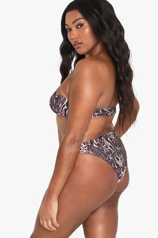 Slip bikini - Blu scuro e beige