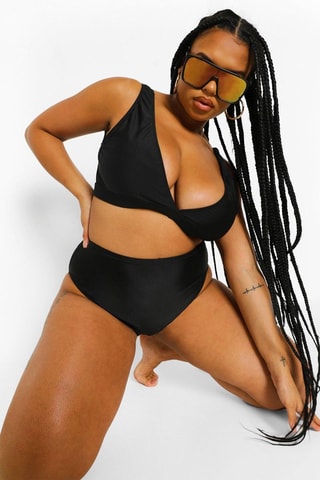 Slip bikini a vita alta - Nero