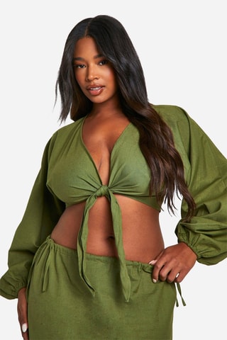 Crop top annodato - Kaki