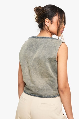 Top in jeans - Grigio