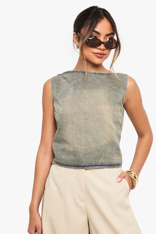 Top in jeans - Grigio