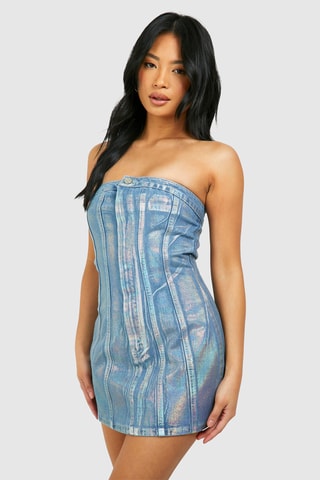 Abito bustier in jeans - Azzurro