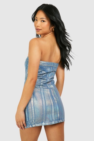 Abito bustier in jeans - Azzurro