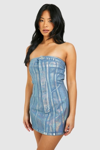 Abito bustier in jeans - Azzurro