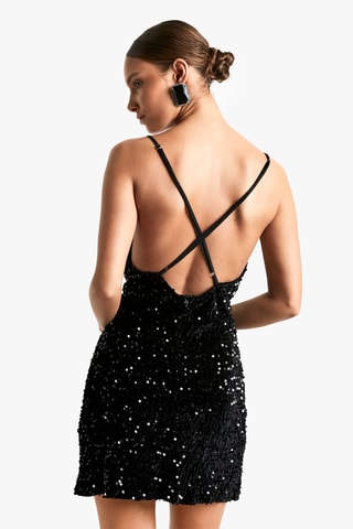 Abito a tubino in velluto - Nero