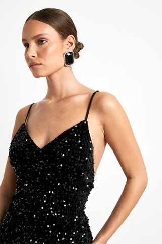 Abito a tubino in velluto - Nero