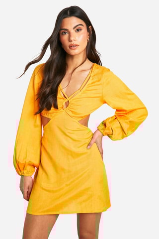 Abito a campana in lino - Arancione