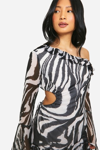 Abito con volant - Bianco e nero