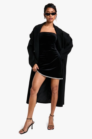 Abito bustier in velluto - Nero