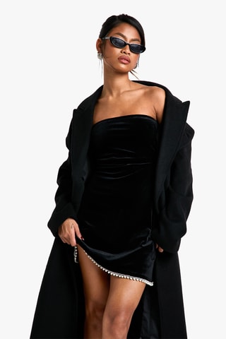 Abito bustier in velluto - Nero