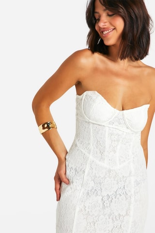 Abito bustier in pizzo - Bianco