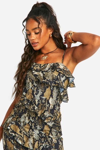 Abito con volant - Marrone scuro