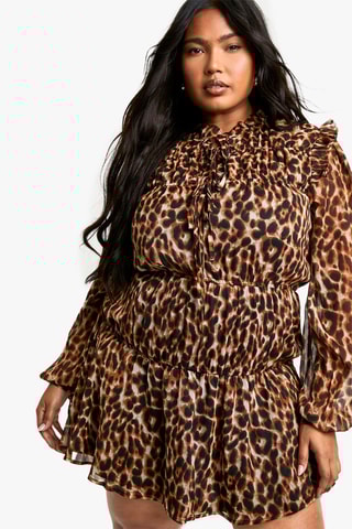 Abito con volant - Marrone