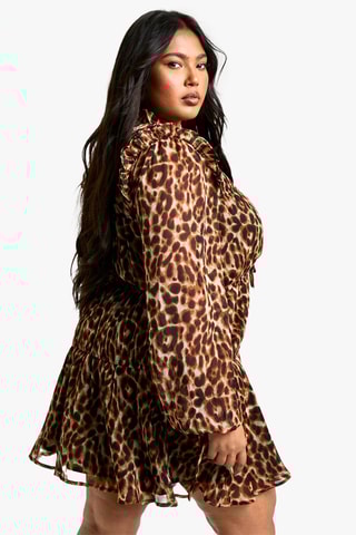 Abito con volant - Marrone