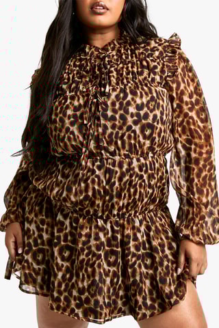 Abito con volant - Marrone