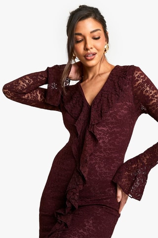 Abito a tubino in pizzo - Bordeaux