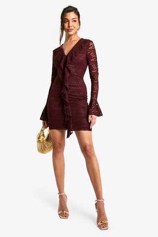 Abito a tubino in pizzo - Bordeaux