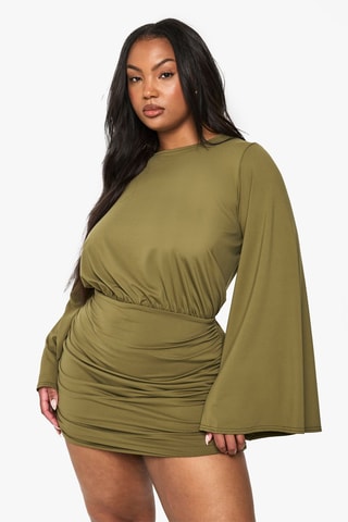 Abito drappeggiato - Verde oliva