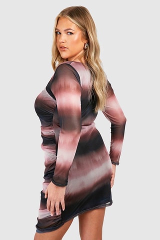 Abito drappeggiato dip and dye - Viola e nero