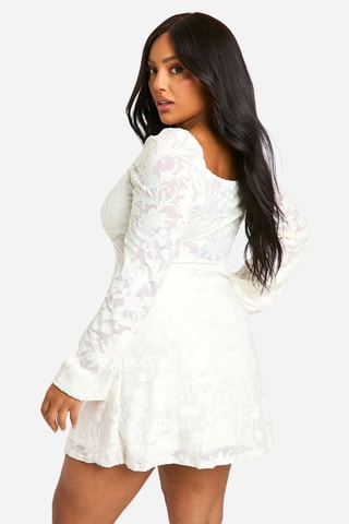 Abito a trapezio in pizzo - Bianco