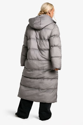 Piumino lungo con cappuccio - Grigio scuro