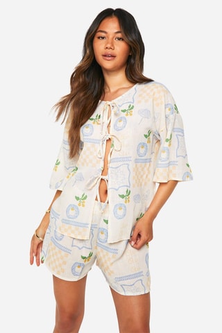 Blusa - Ecrù e celeste