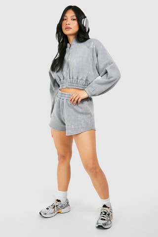 Shorts tie and dye a vita alta - Grigio