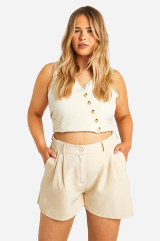 Shorts a vita alta - Beige