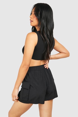 Shorts cargo a vita alta - Nero