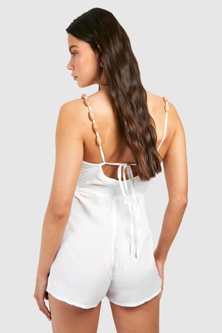 Tuta corta in lino - Bianco