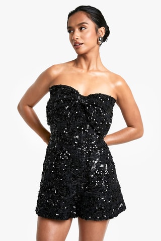 Tuta corta bustier - Nero