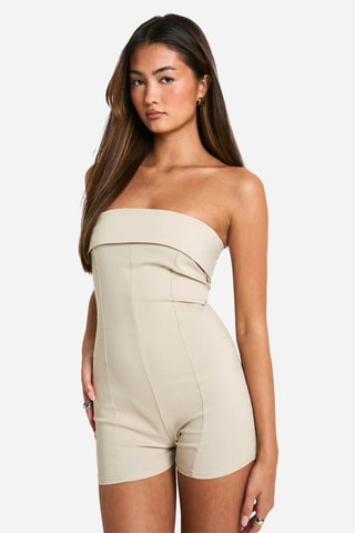 Tuta corta bustier - Ecrù