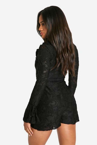 Tuta corta in pizzo - Nero