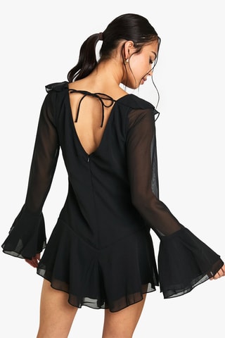 Tuta corta con volant - Nero