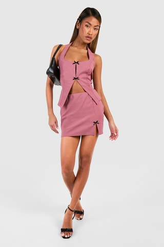 Top e minigonna a vita alta - Rosa