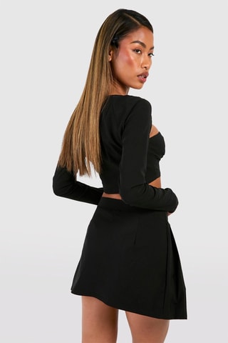 Crop top e gonna a portafoglio - Nero