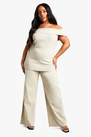 Top e pantaloni wide legs - Grigio chiaro