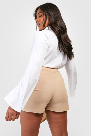 Gonna shorts a vita alta - Marrone chiaro