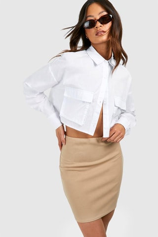 Minigonna a vita alta - Marrone