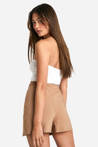 Gonna shorts a vita alta - Cammello