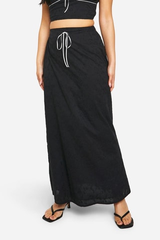 Gonna lunga in sangallo a vita alta - Nero