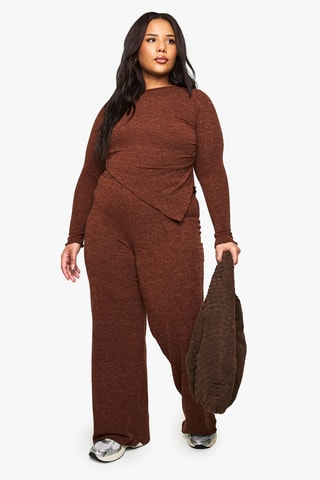 Top e pantaloni a vita alta - Marrone